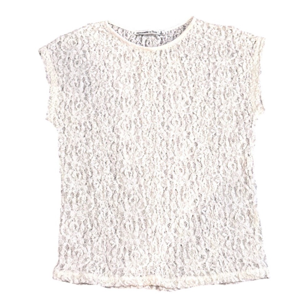 Abercrombie Sheer Lace Top Creamy White Fitted Never‎ Worn Sz S